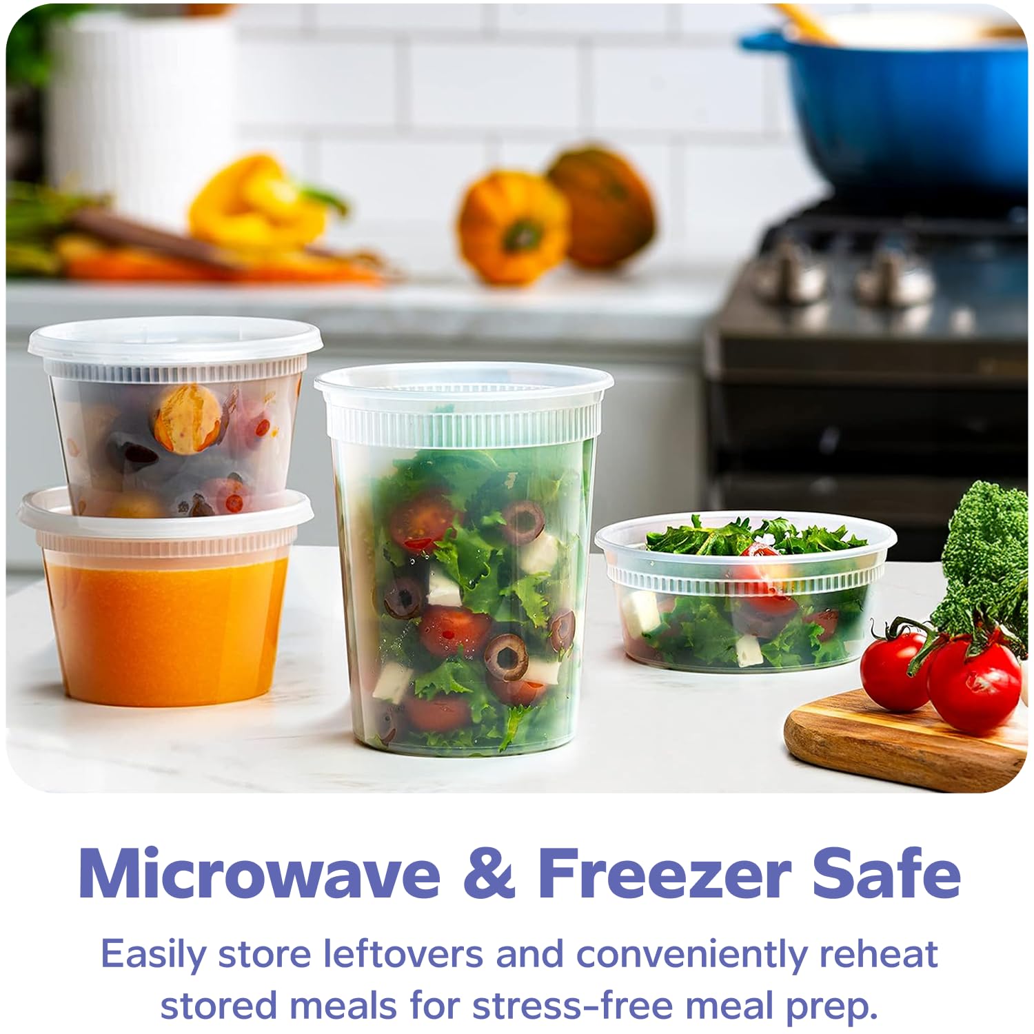 GUSTO To Go 32 oz deli container with lid for bulk storage