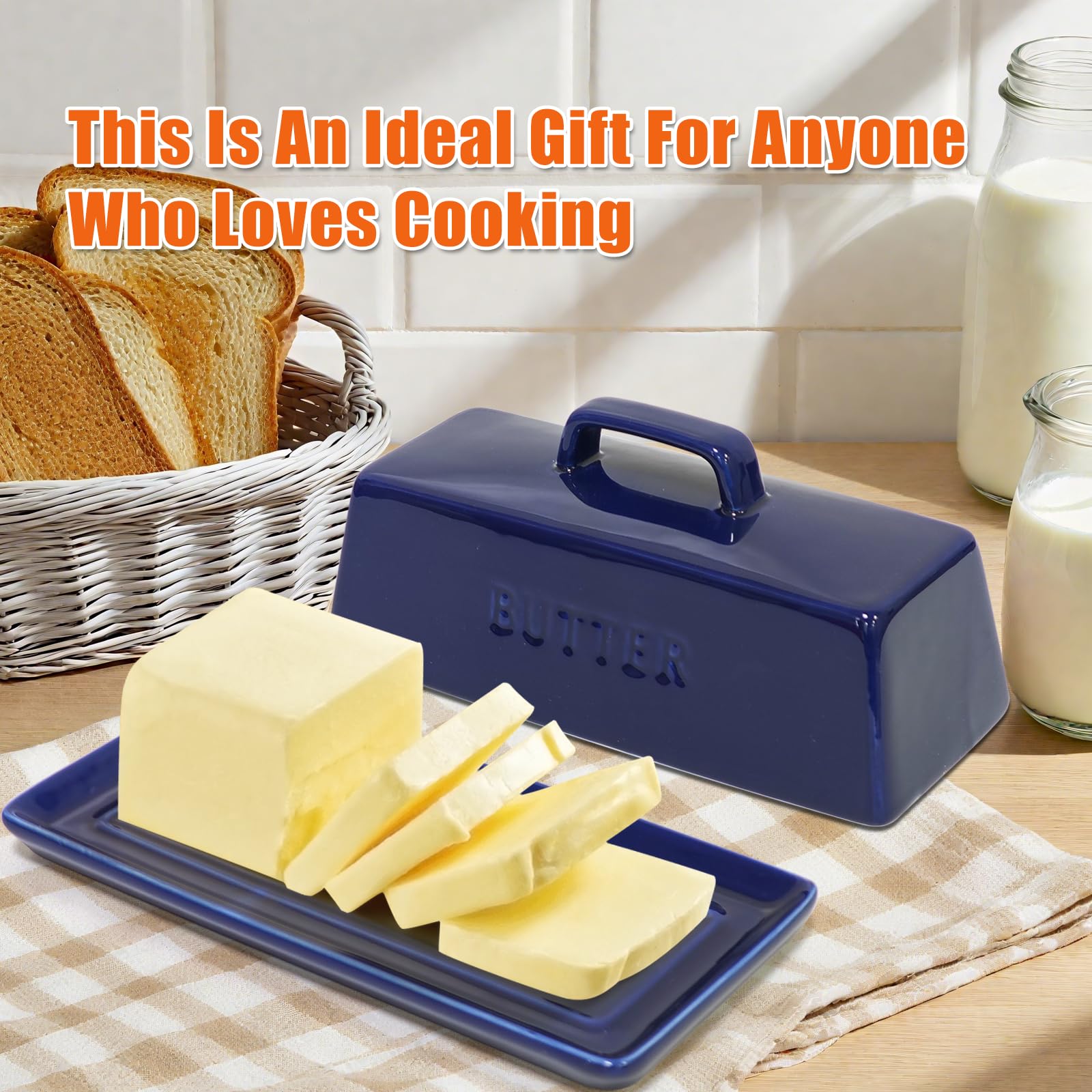 Gute butter dish on table enhances elegant, timeless table setting