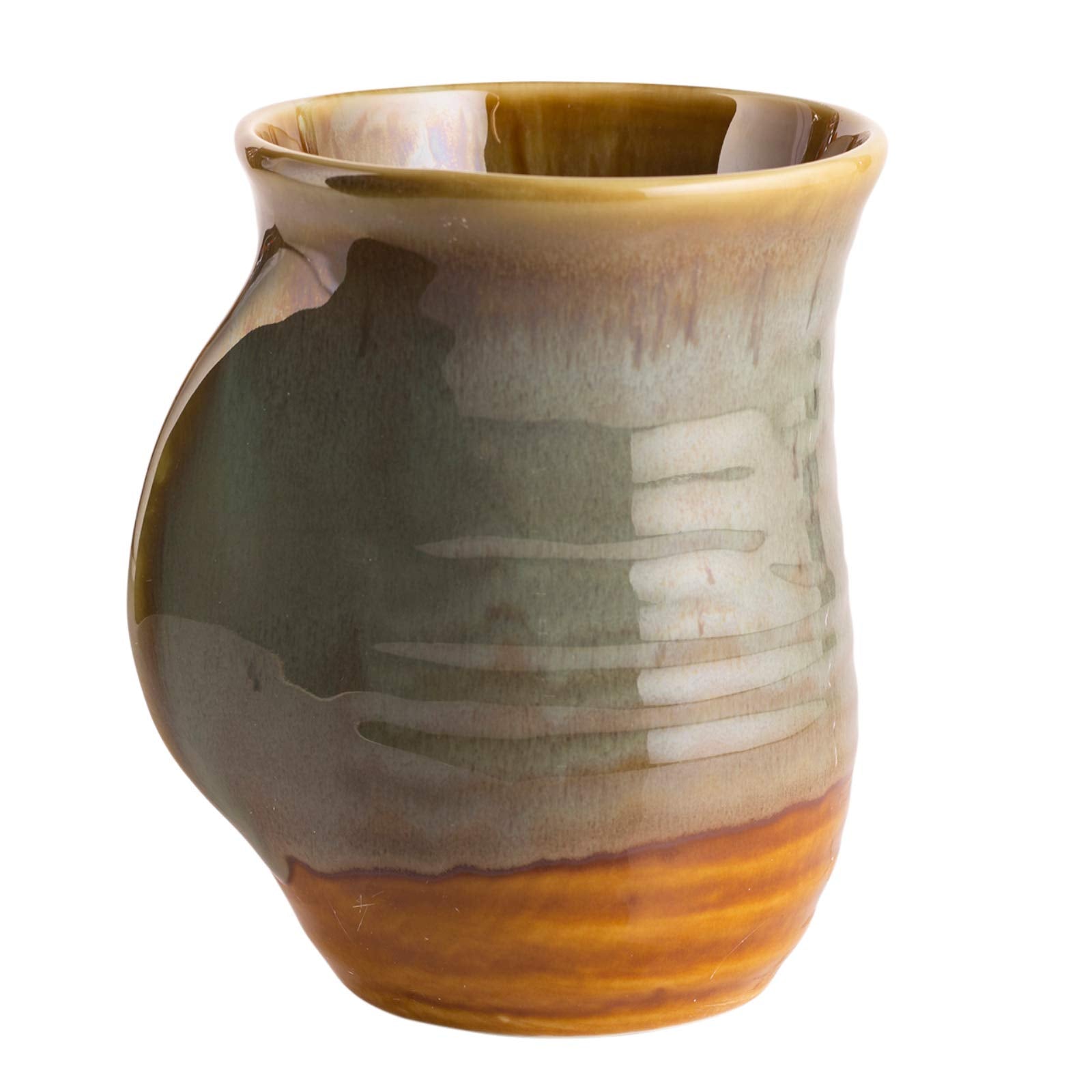 GUTE hand warmer mug with ergonomic pocket for right-handed warmth during sips.