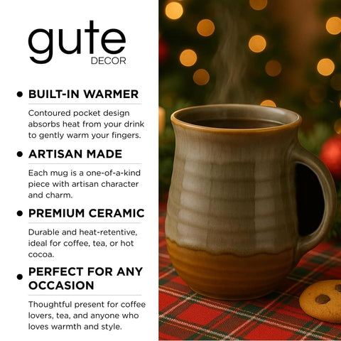 GUTE ceramic handwarmer mug suits porch chats and campfire moments.