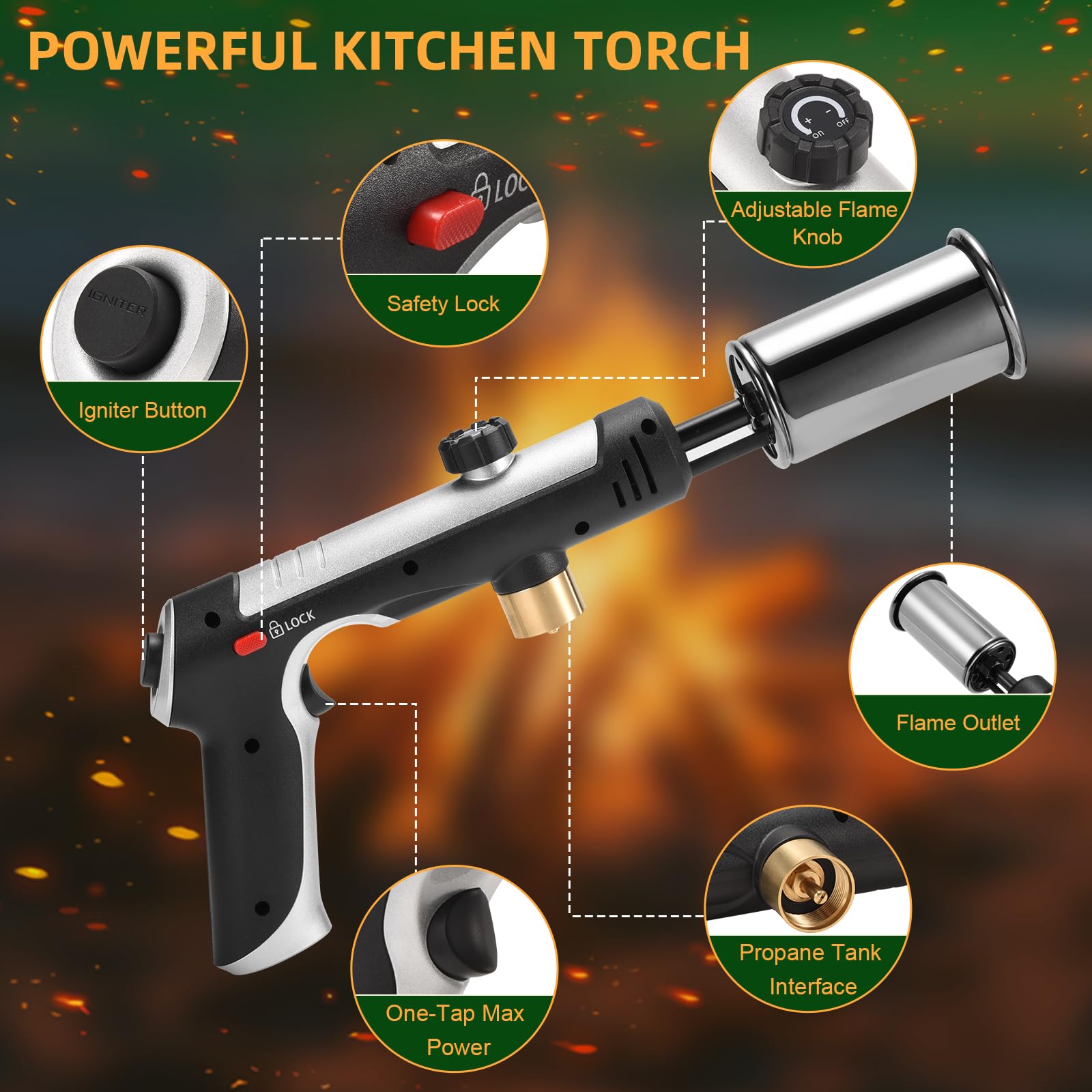 Gutenguy torch ideal for outdoor camping and campfire lighting