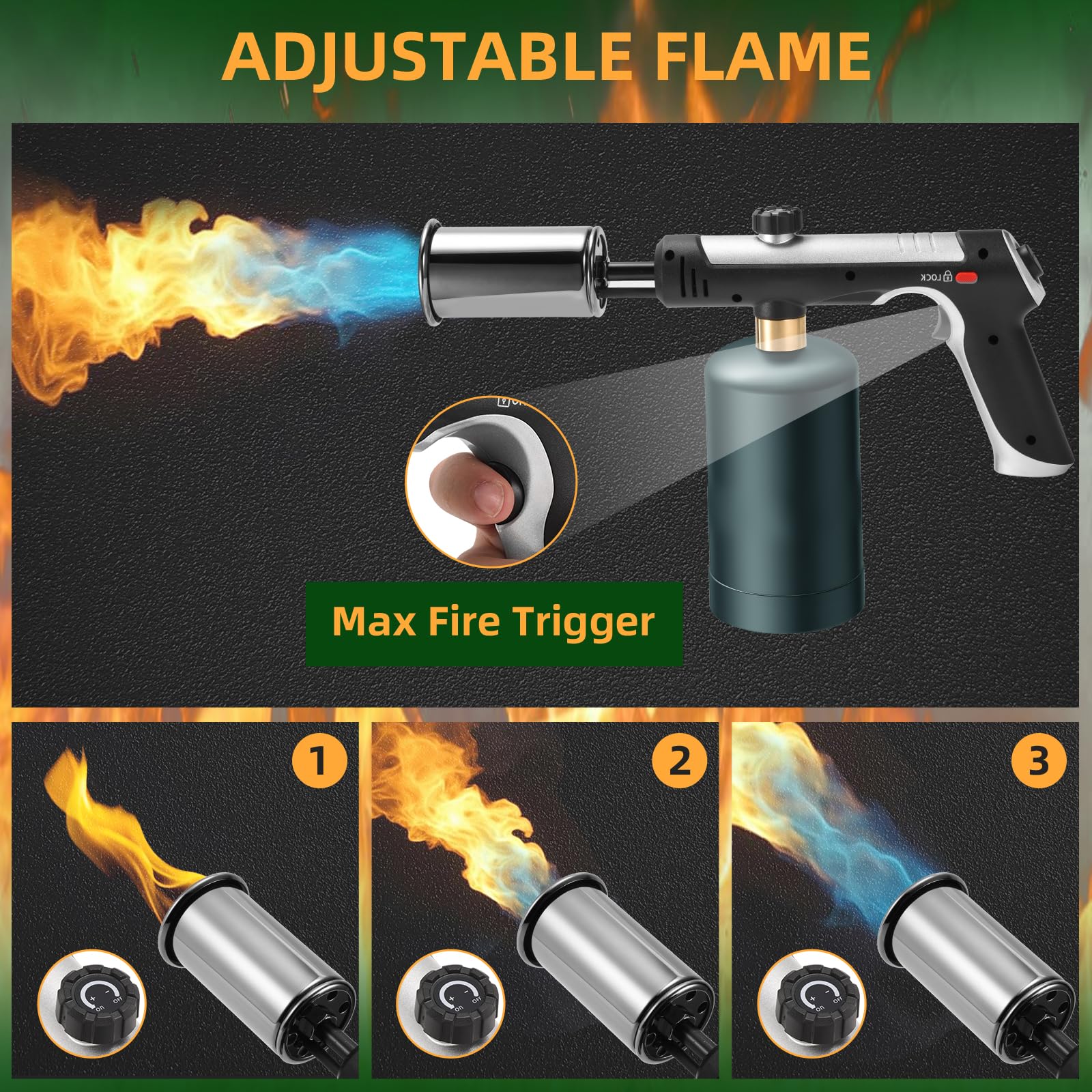 Gutenguy torch precision-adjust flame for delicate browning and cooking control