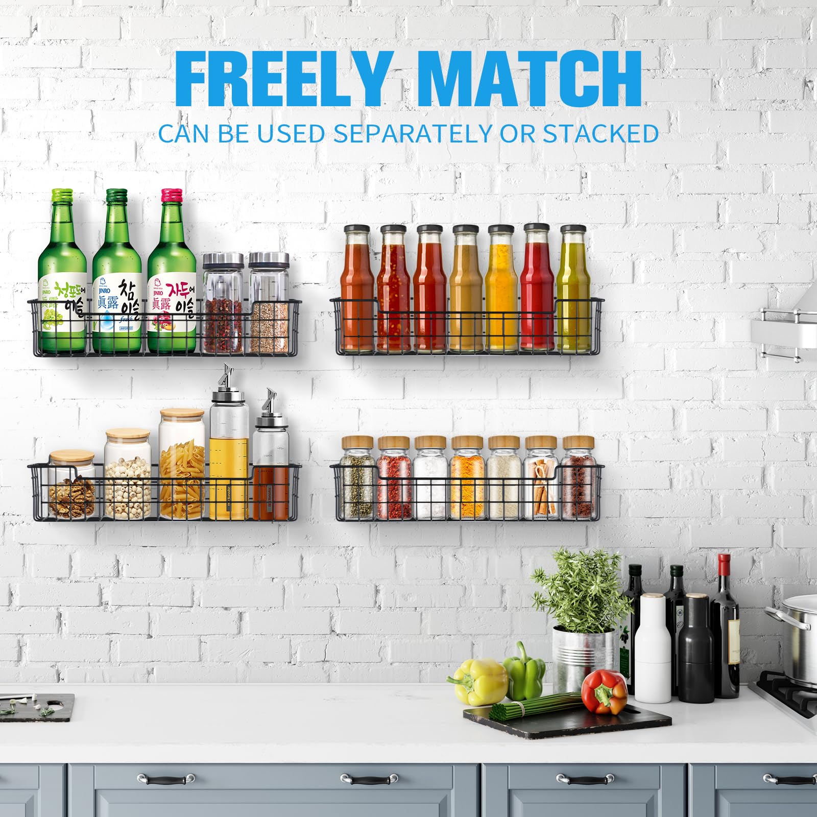 GUUKAR Spice Rack Mesh detail shows sturdy 2.0 mm metal construction.