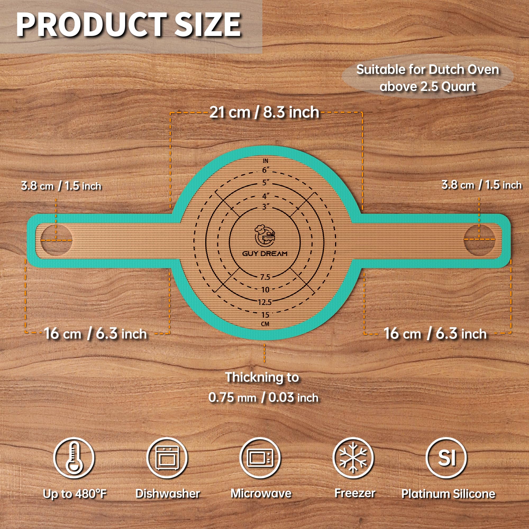 Bread sling designed to fit Dutch ovens for effortless transfer into the pot