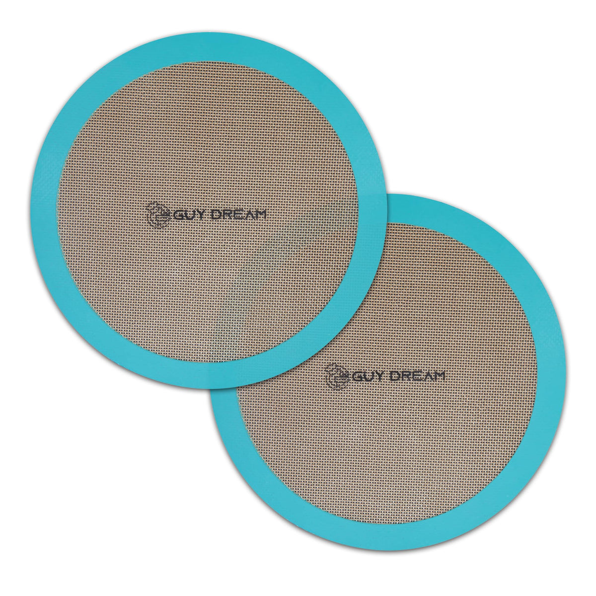 GUYDREMAT 12-inch round mats demonstrate easy non-stick release for pizza and pastries.