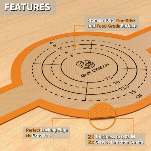 GUY.DRE.MAT non-stick silicone surface releases dough easily and cleans quickly.