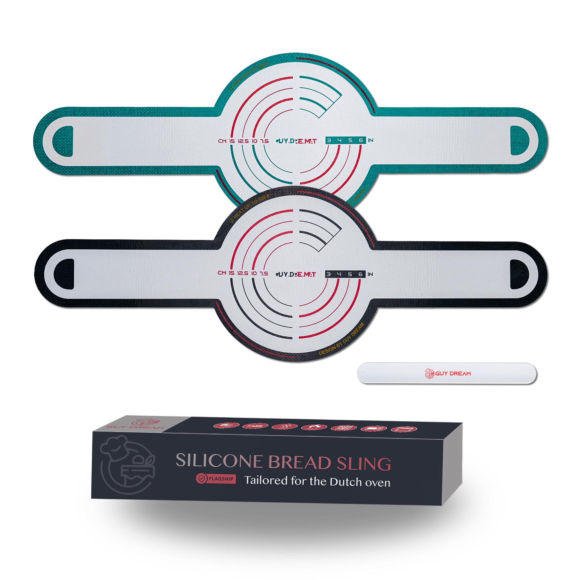 GUY.DRE.MAT silicone bread sling in action, heat resistant up to 525°F for Dutch ovens.