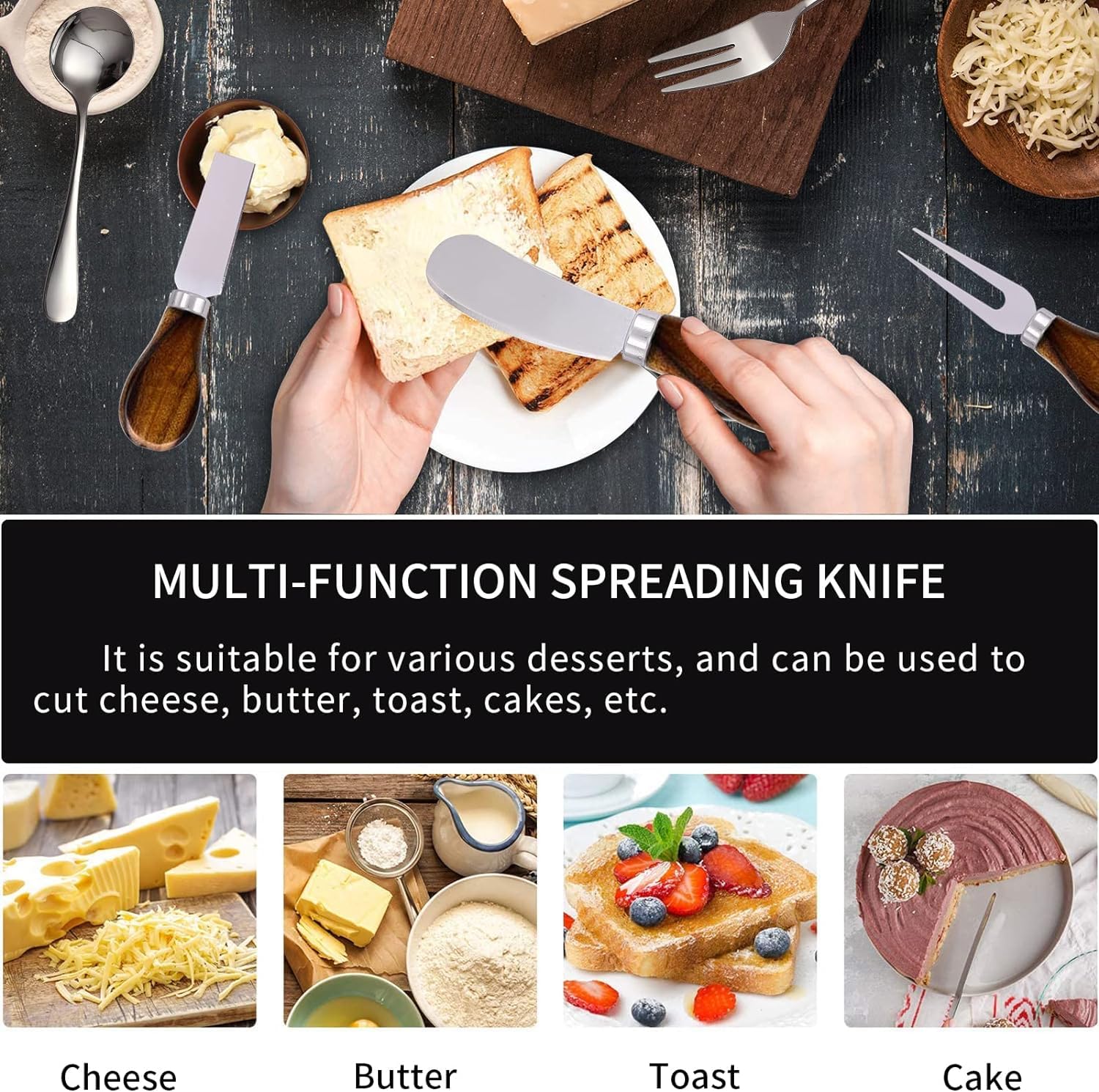 GUZE-US mini serving tongs, 304 stainless steel for precise portioning.