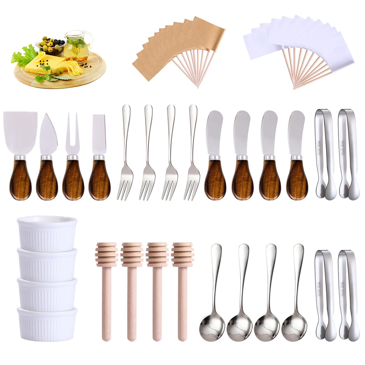 GUZE-US cheese spreaders with wooden handles for smooth spreading