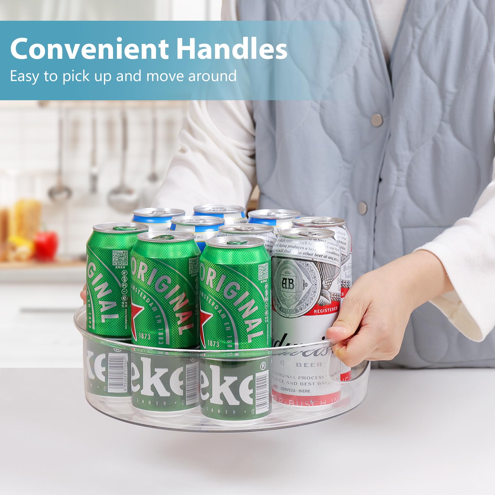 Guzon high-sided organizer with built-in handles prevents spills during spins