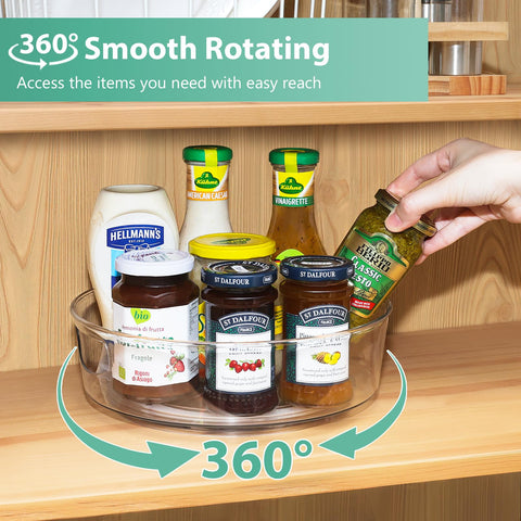 Guzon Lazy Susan 360-degree rotation enables quick reach in deep cabinets.