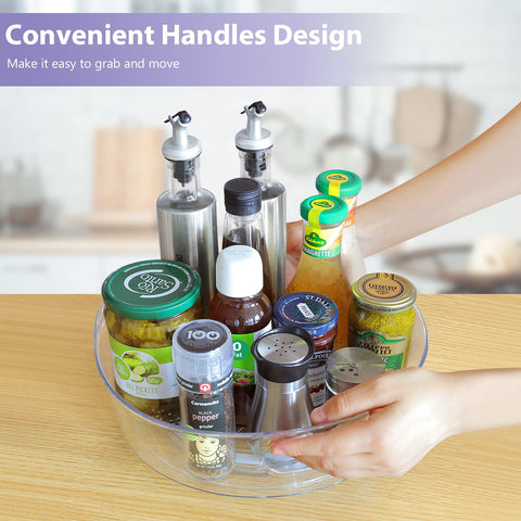 Guzon Lazy Susan 4-pack clear side for quick item visibility in pantry.