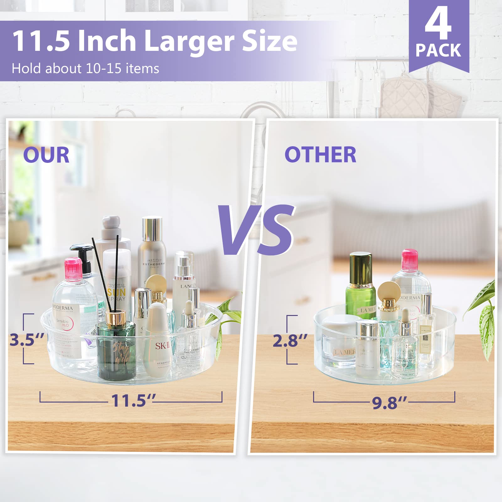 Guzon Lazy Susan 4-pack demonstrates pantry setup and space optimization.