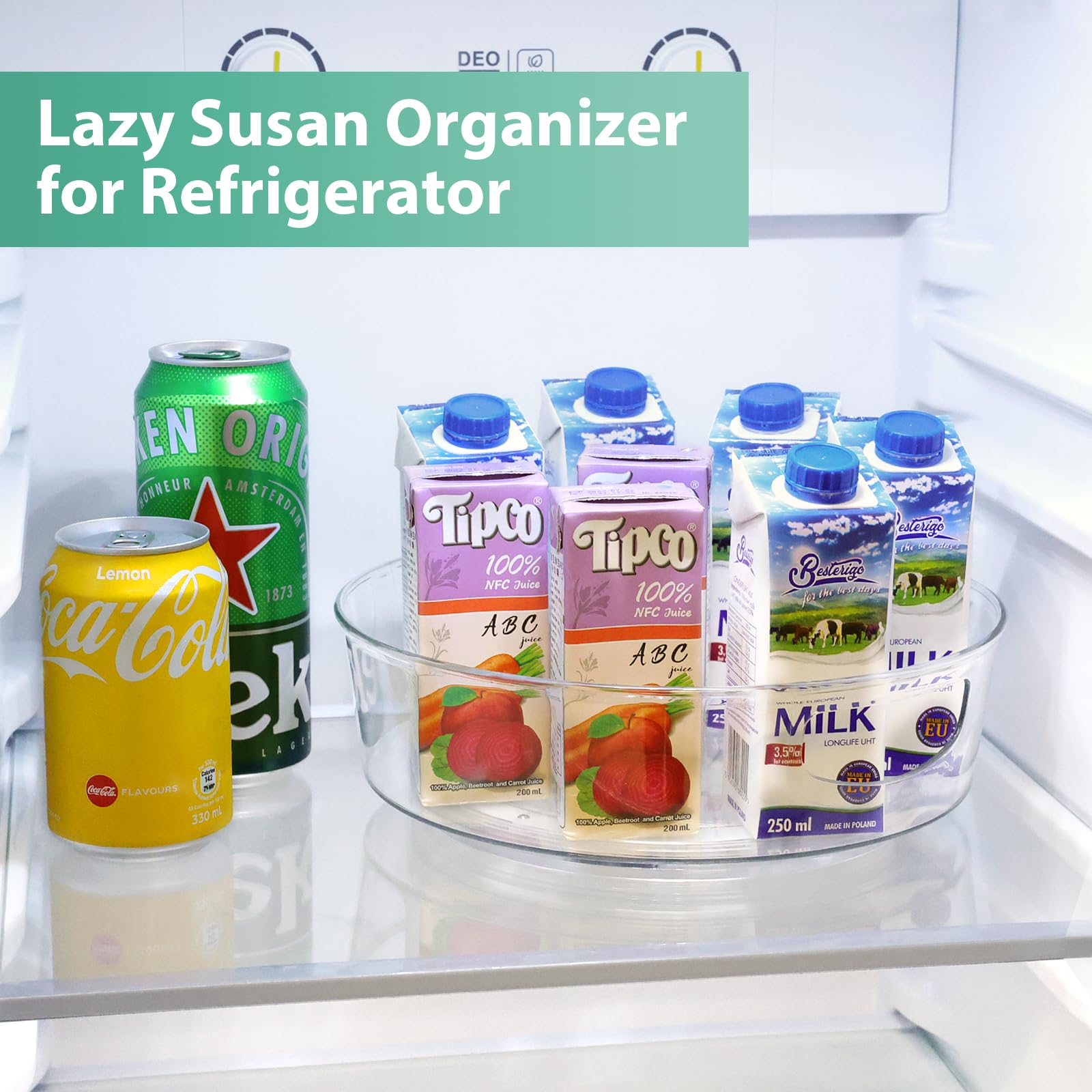 Guzon Lazy Susan durable BPA-free PET construction supports everyday use.