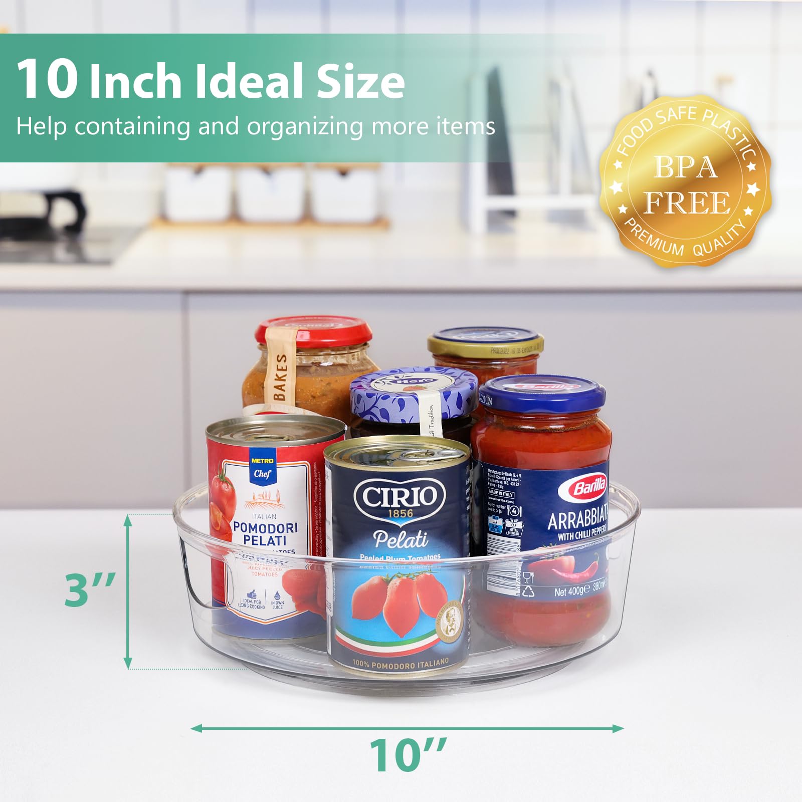 Guzon Lazy Susan ideal for pantry, cabinet, and dresser organization.