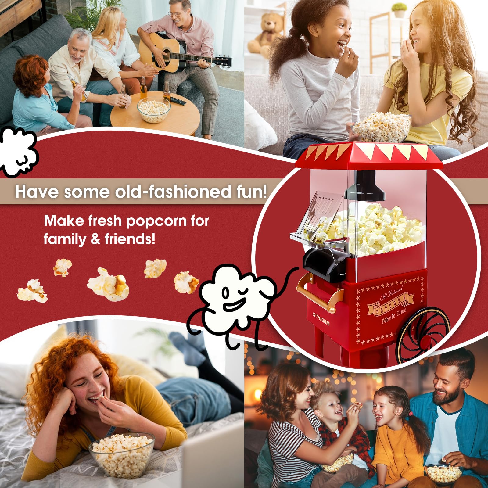 GVAKMM portable home popcorn popper suits small spaces and quick snacking.