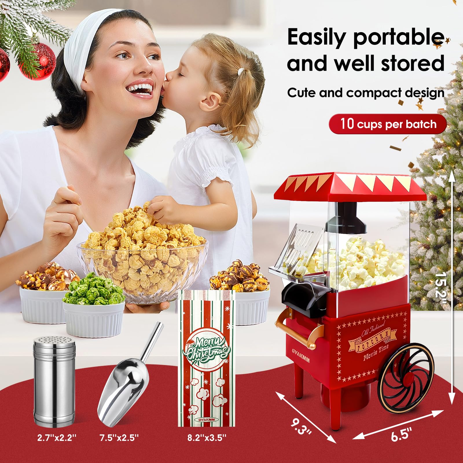 GVAKMM retro-style popcorn maker adds nostalgic charm to kitchens.