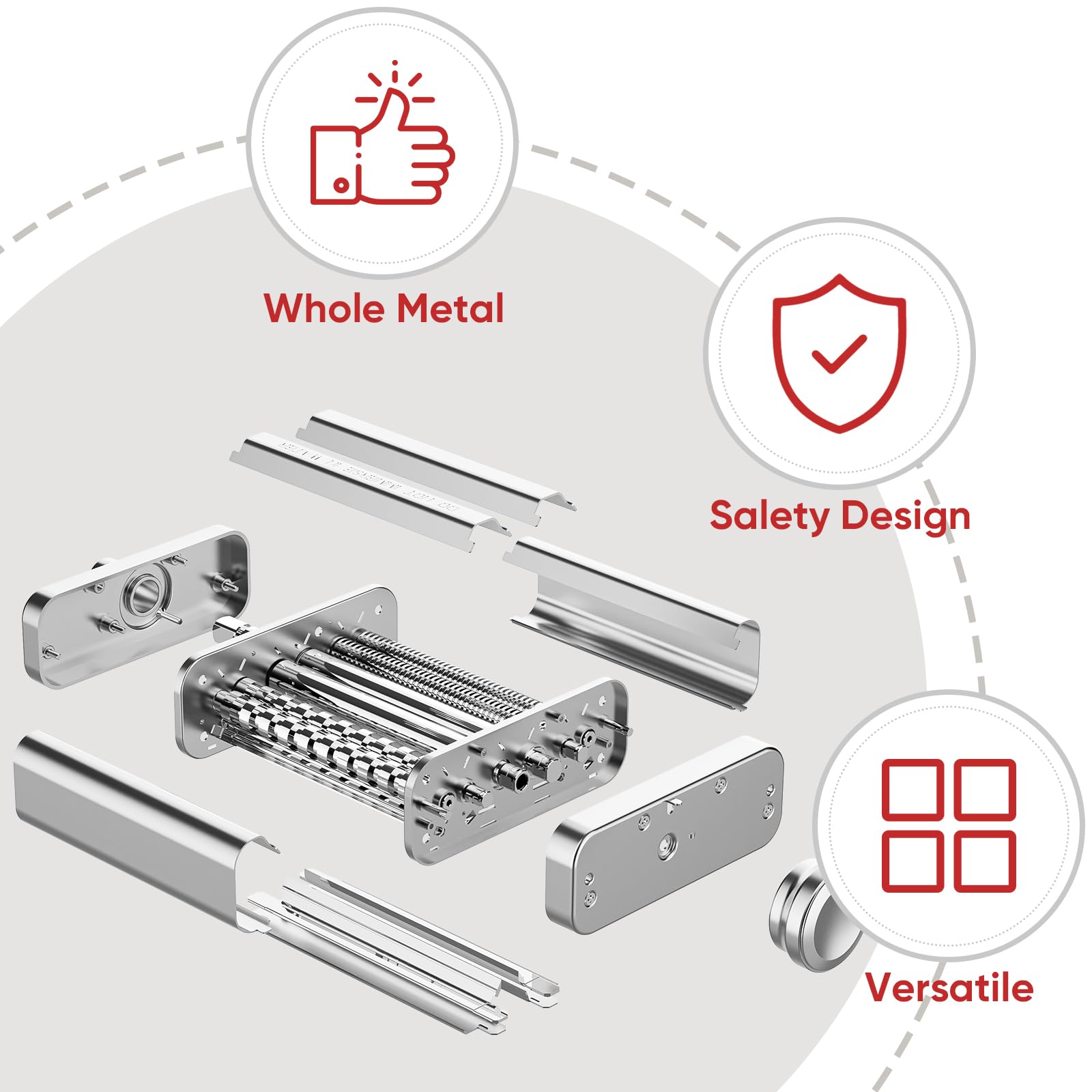 GVODE fettuccine cutter enables even ribbons for sauces.