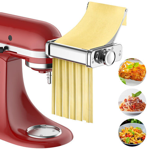 GVODE 3-in-1 pasta attachment with sheet roller for KitchenAid, durable all-metal construction.