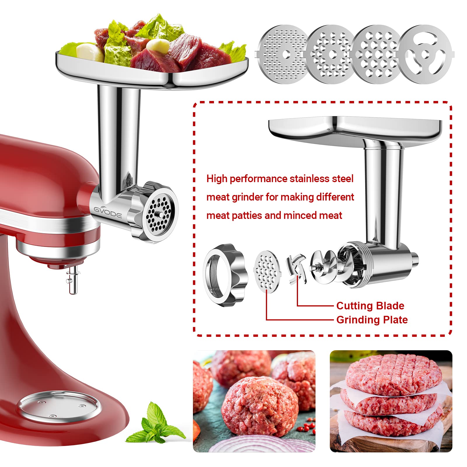 GVODE four grinding plates provide precise texture control for meats