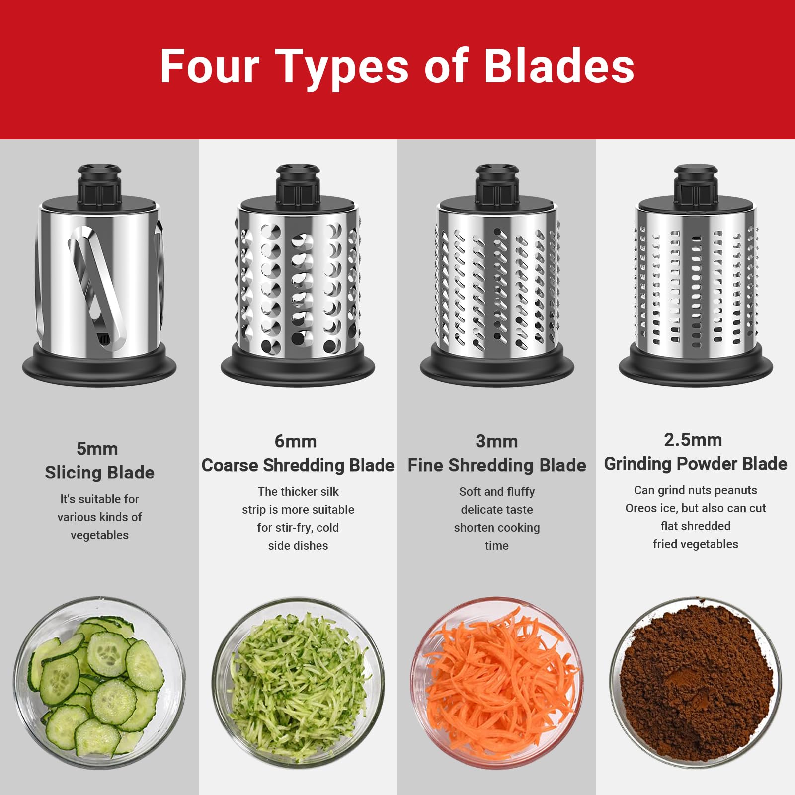 GVODE 6mm coarse shredding blade for larger cheese or veggie shreds