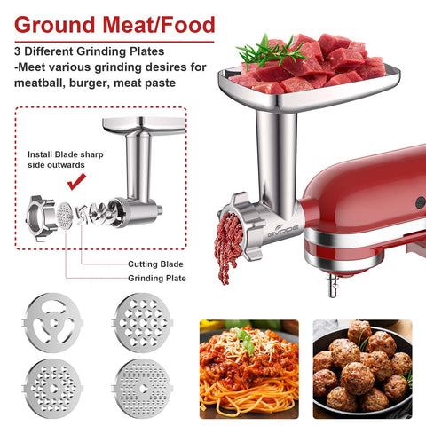 GVODE cheese grater attachment for KitchenAid with multiple drum blades for veggies.