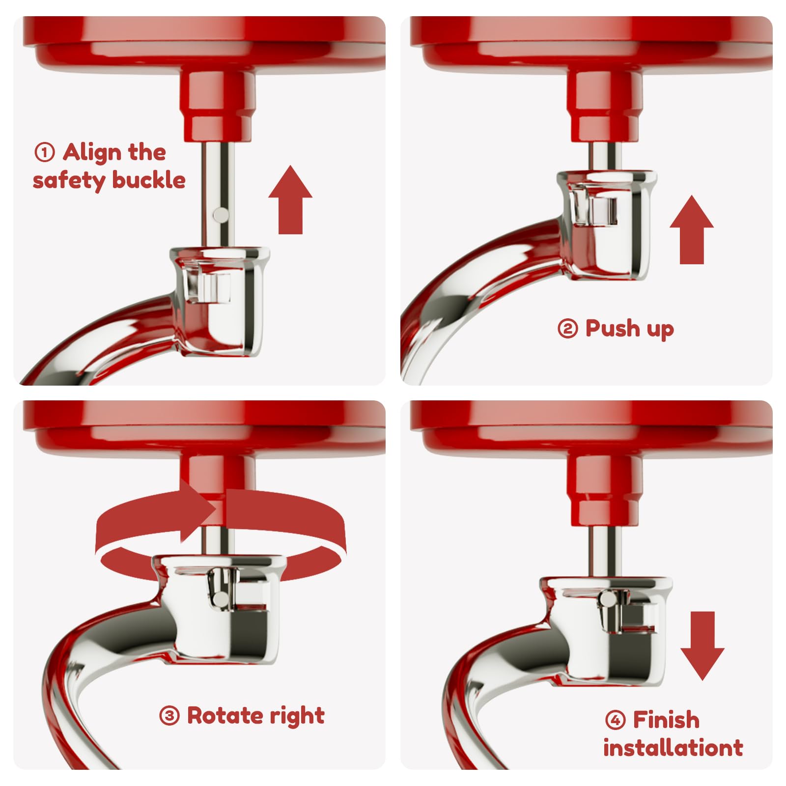 GVODE dishwasher-safe dough hook ready for easy cleanup.