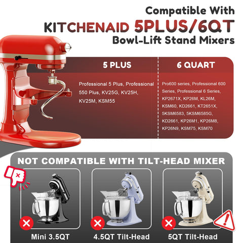 GVODE dough hook attachment for KitchenAid 5Plus demonstrated on a mixer.