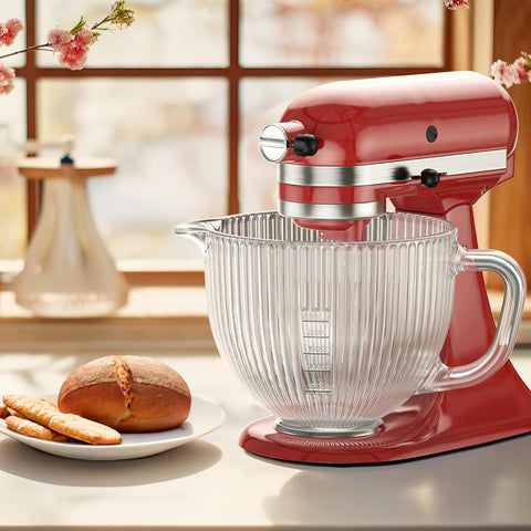 GVODE glass bowl fits KitchenAid Artisan and Classic for versatile kitchen setup.