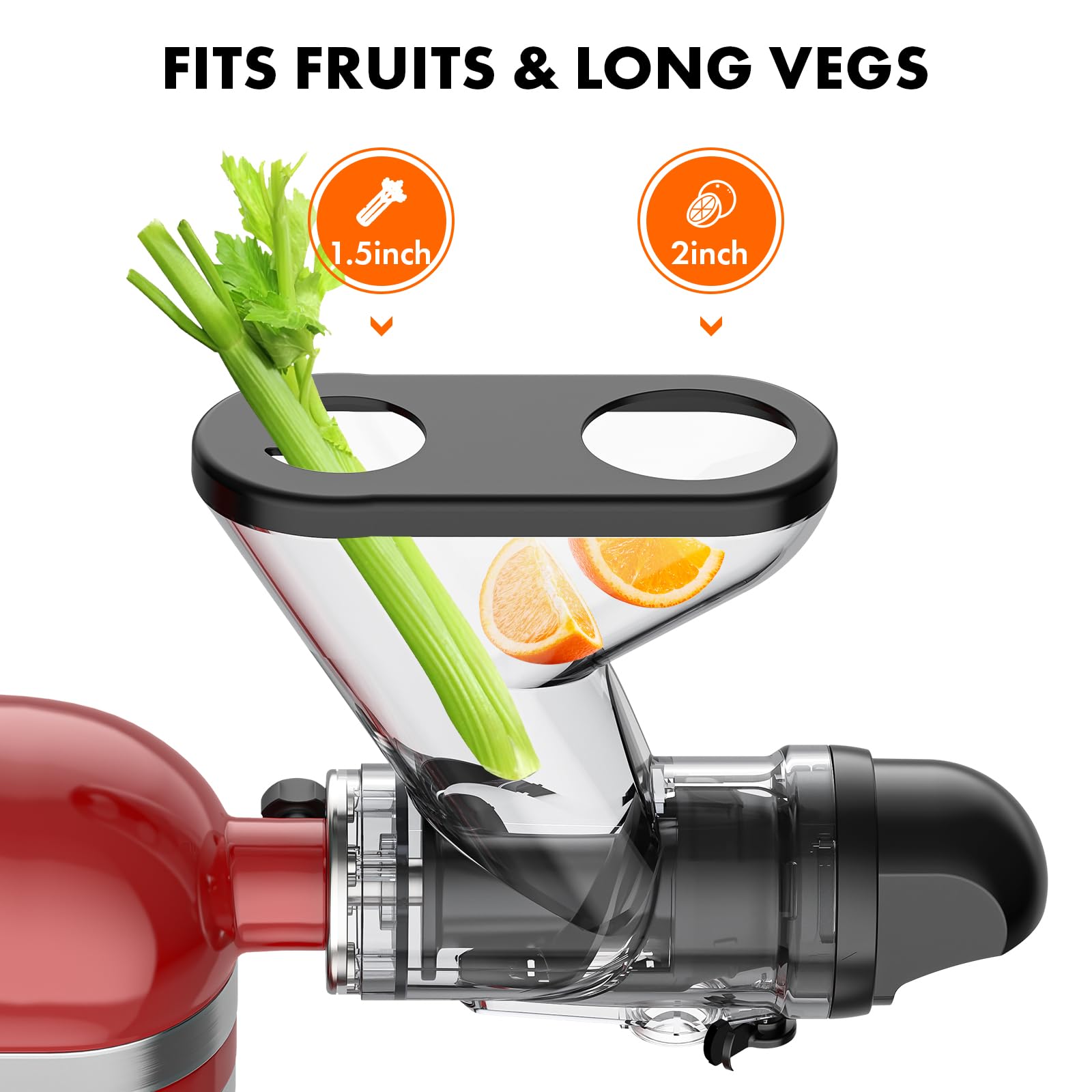 GVODE juicer attachment auger shown during slow press extraction for juice yield.