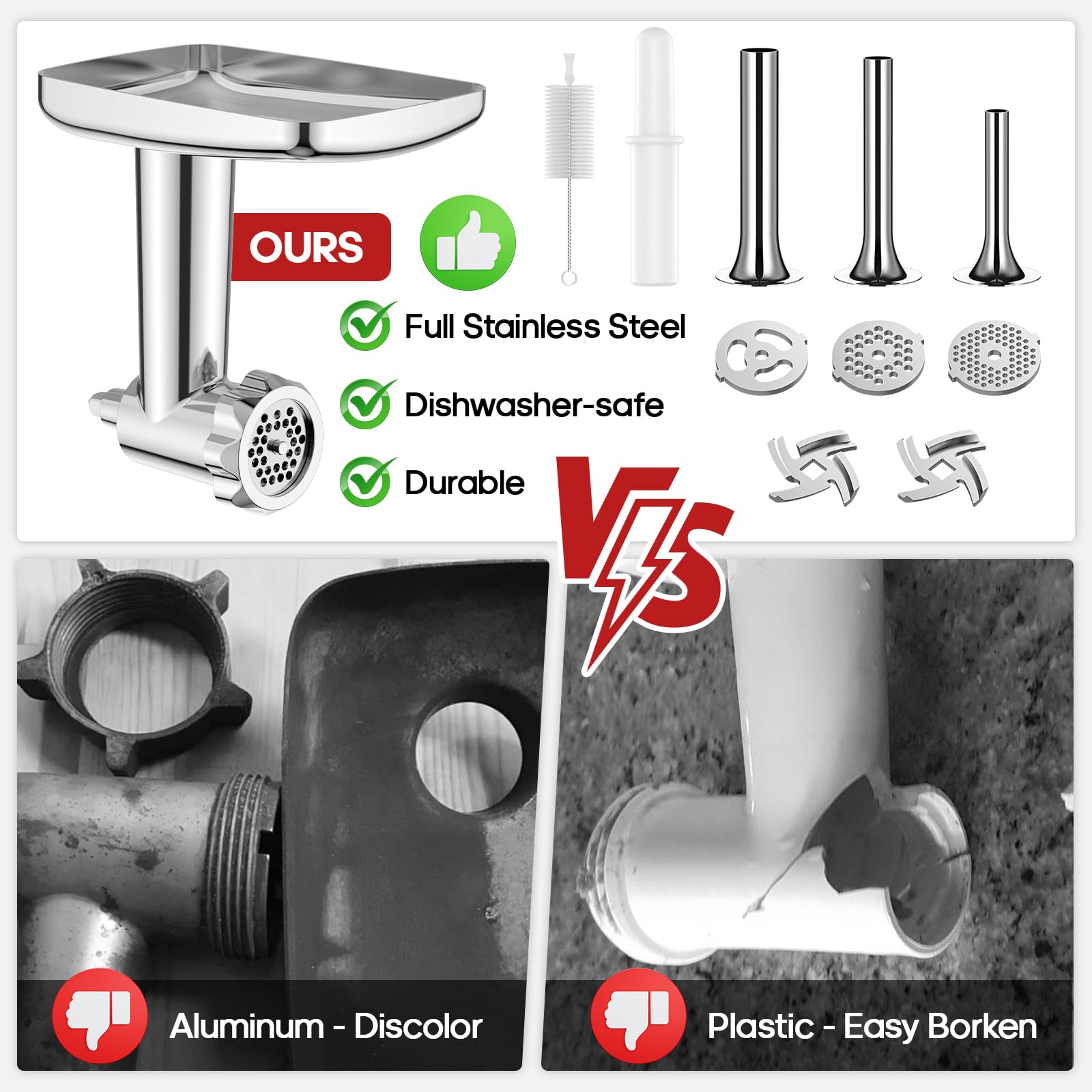 GVODE KitchenAid stand mixer grinder attachment shows easy, quick assembly