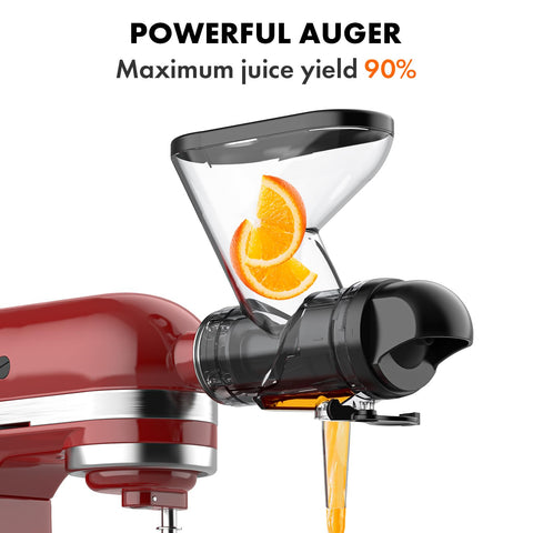 GVODE dual-feed chute juicer attachment with two openings for easy processing.