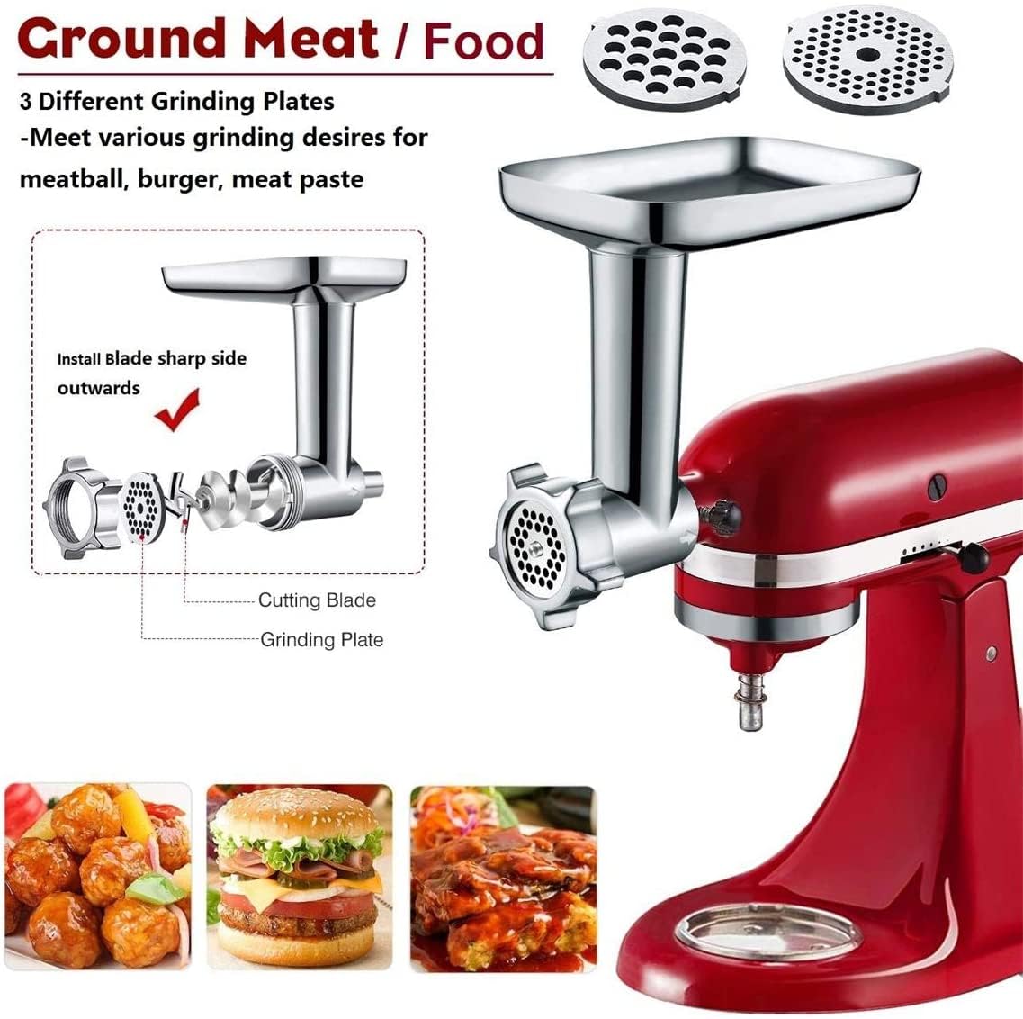 GVODE attachment's large tray supports bulk meat prep for quick batch processing.