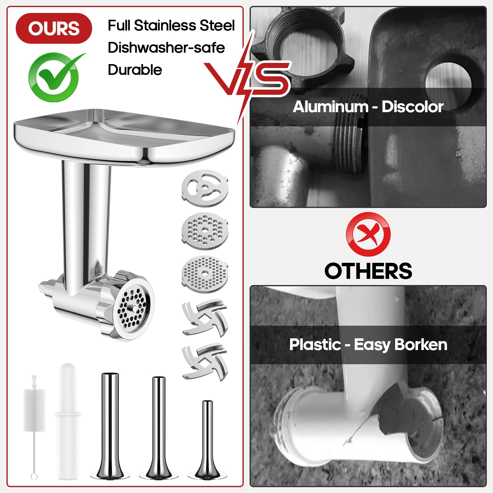 GVODE grinding blades and plates set provides versatile texture options.