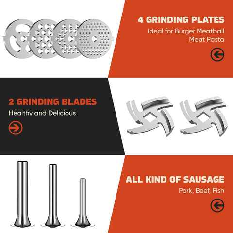 GVODE three sausage stuffer tubes cover small to large sausage sizes.