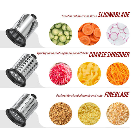 GVODE stainless steel blades provide precise shreds and uniform slices.