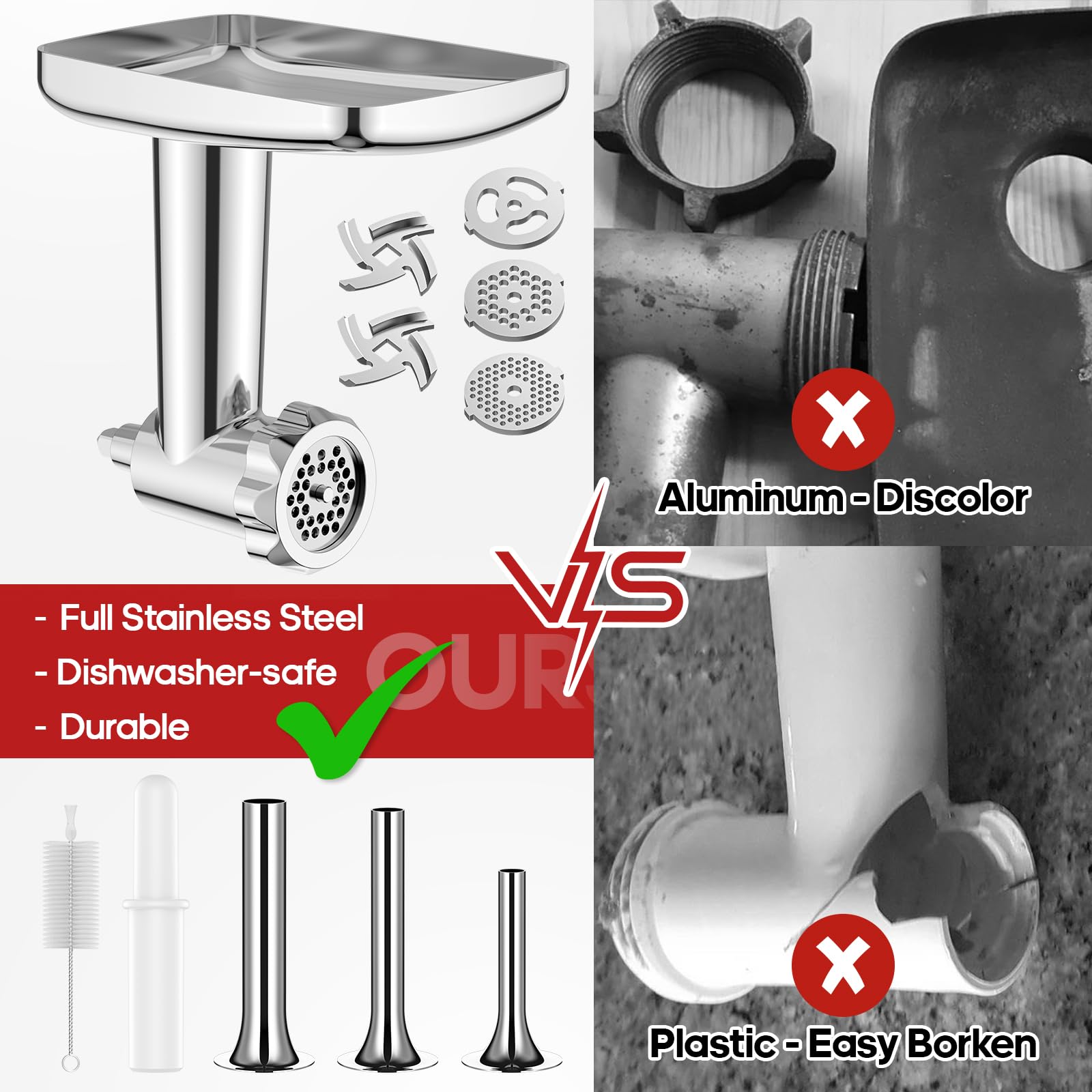 GVODE stainless steel grinder body with polished surface for durability.