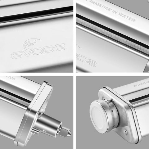 Stainless steel SUS304 surface of GVODE pasta roller gleaming for durability.