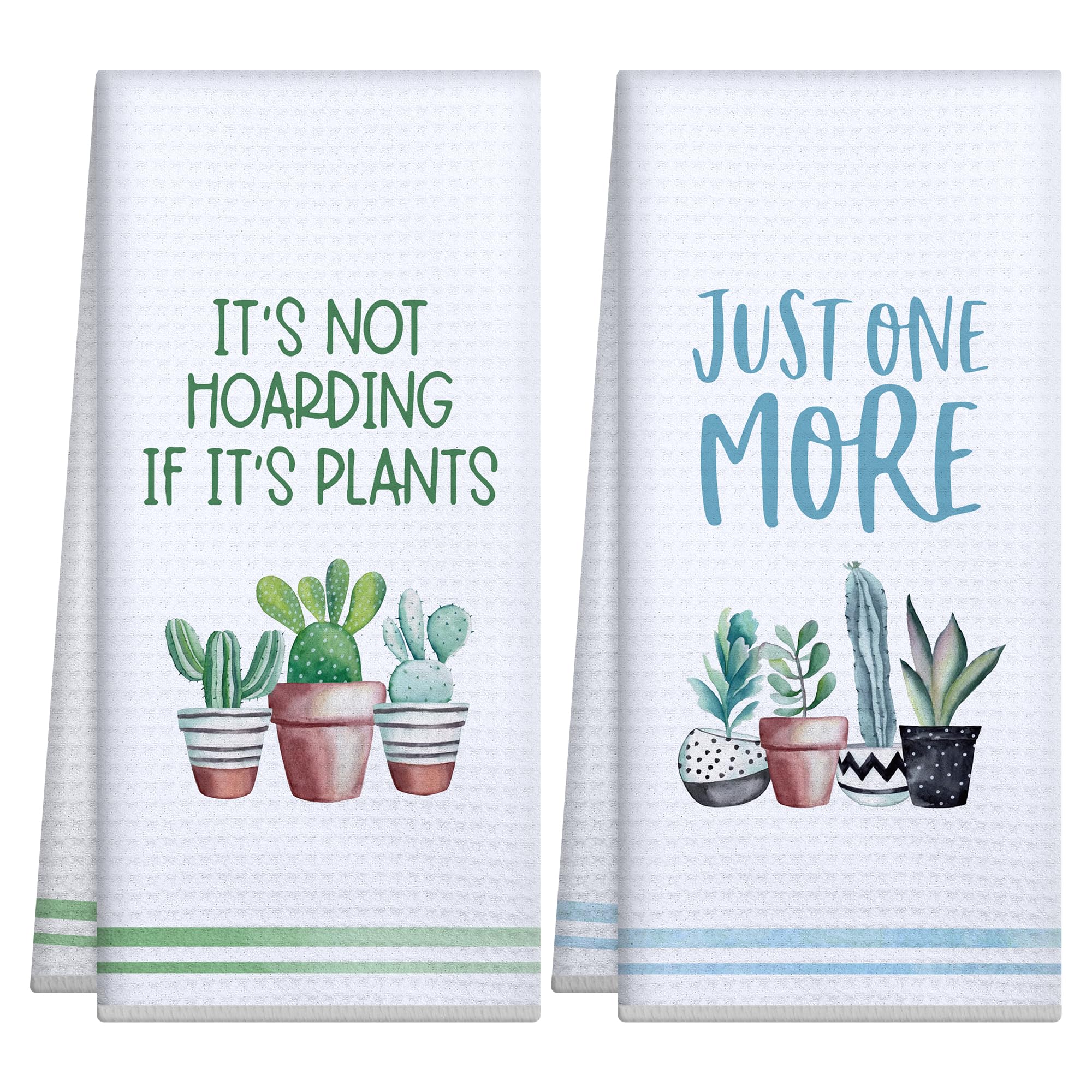 GwhyGifts plant-lovers kitchen towels show playful plant patterns for stylish quick-dry use.