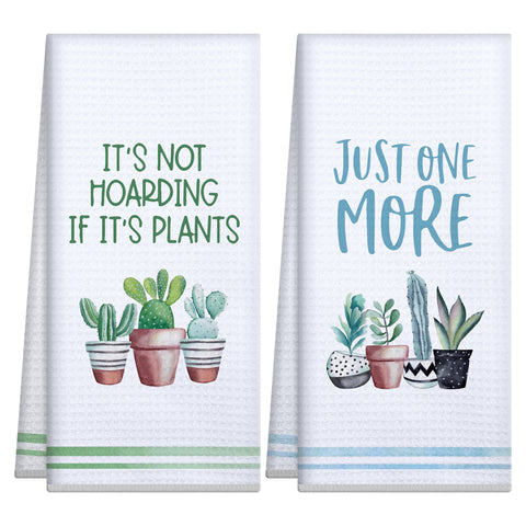 GwhyGifts plant-lovers kitchen towels show playful plant patterns for stylish quick-dry use.