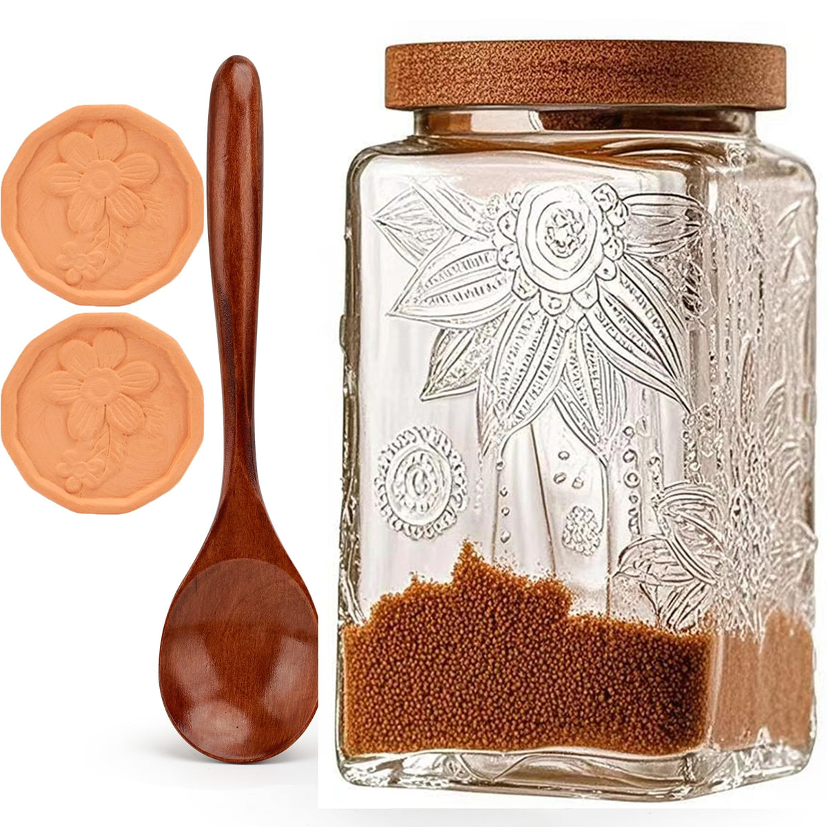 Gxiufen 1000ml brown sugar container with airtight lid for freshness.