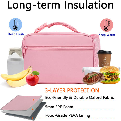 GYEUKHAM insulated lunch box pink open, roomy interior for daily meals