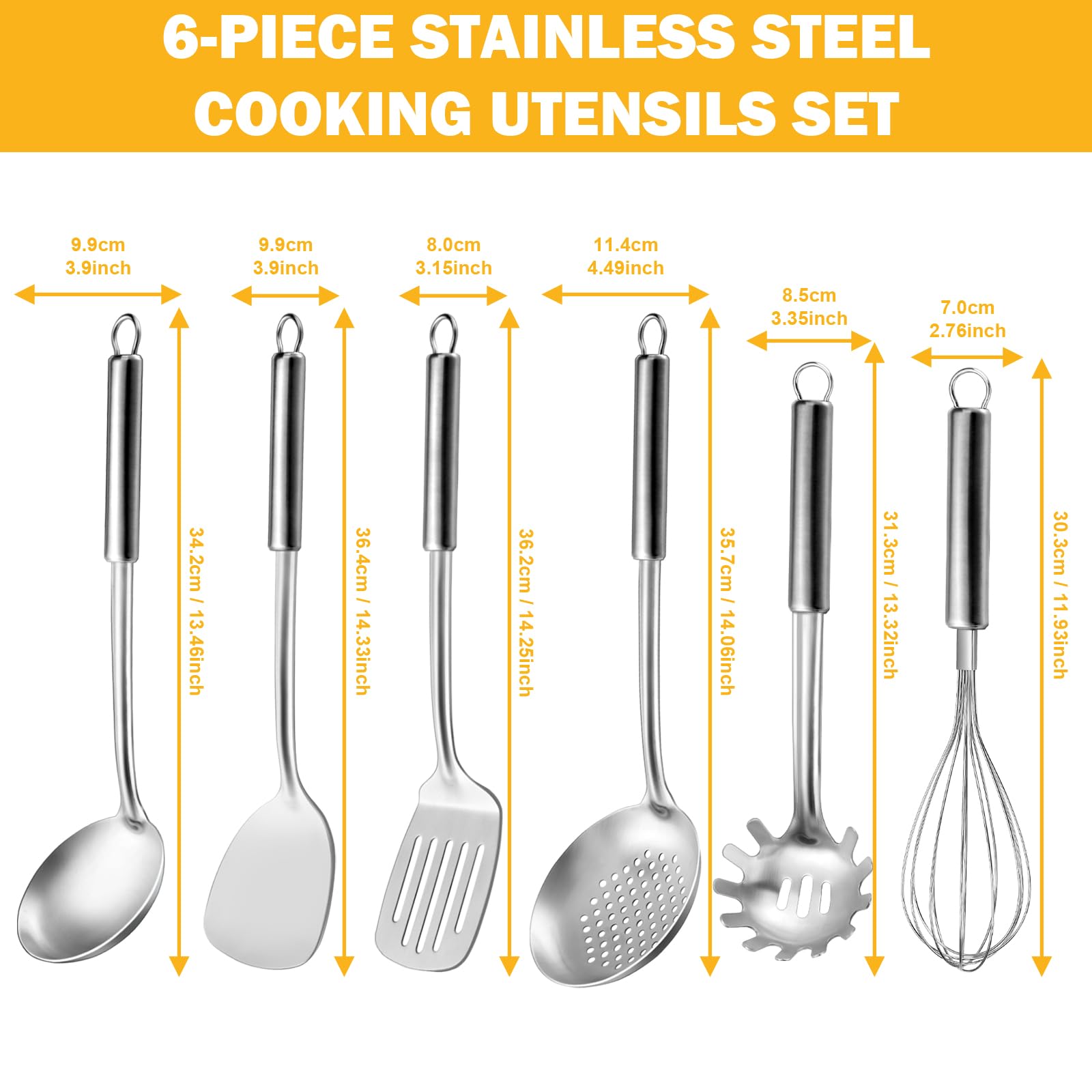 Gymdin 6-Piece Set slotted turner drains liquids for cleaner searing