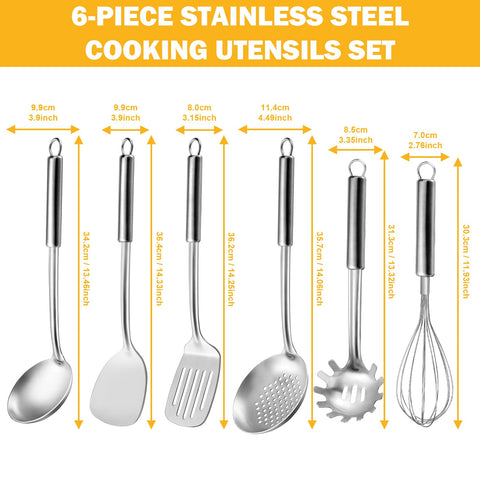 Gymdin 6-Piece Set slotted turner drains liquids for cleaner searing
