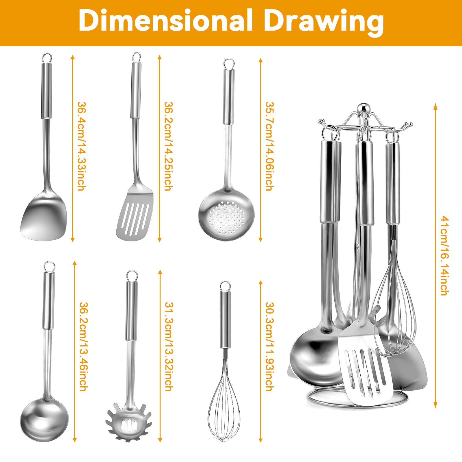 Gymdin 7-piece slotted turner to drain liquid while cooking.