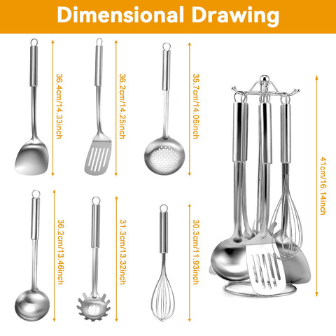Gymdin 7-piece slotted turner to drain liquid while cooking.