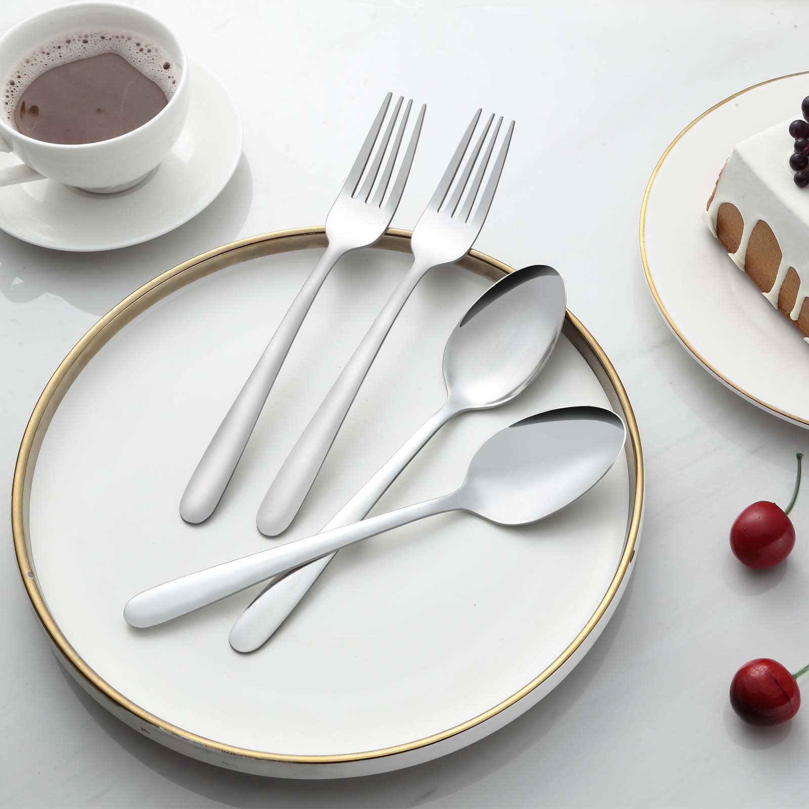 Gymdin classic-design spoons and forks with smooth edges for safe dining
