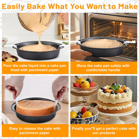 Gymdin parchment ears enable one-second cake release from pans.