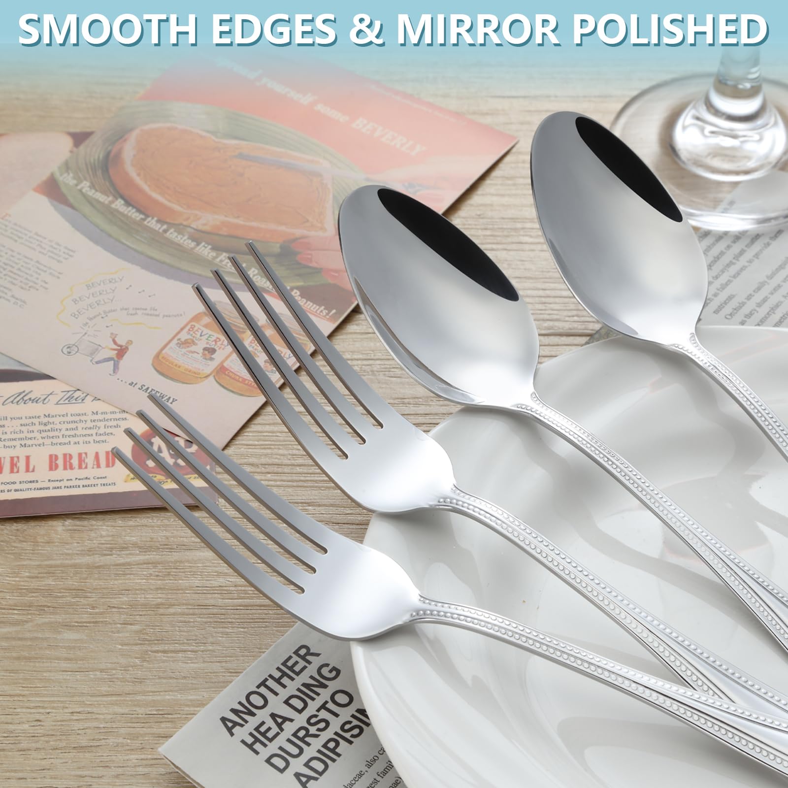 Gymdin mirror-polished stainless steel cutlery resists stains for daily use.