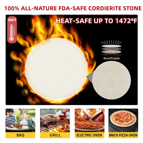 Gyreuni pizza stone serving rack keeps hot stone safely elevated.